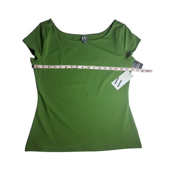 Worthington Blouse Women's Large Green Nylon‎ Spandex Short Sleeve Top NEW - Picture 4 of 8